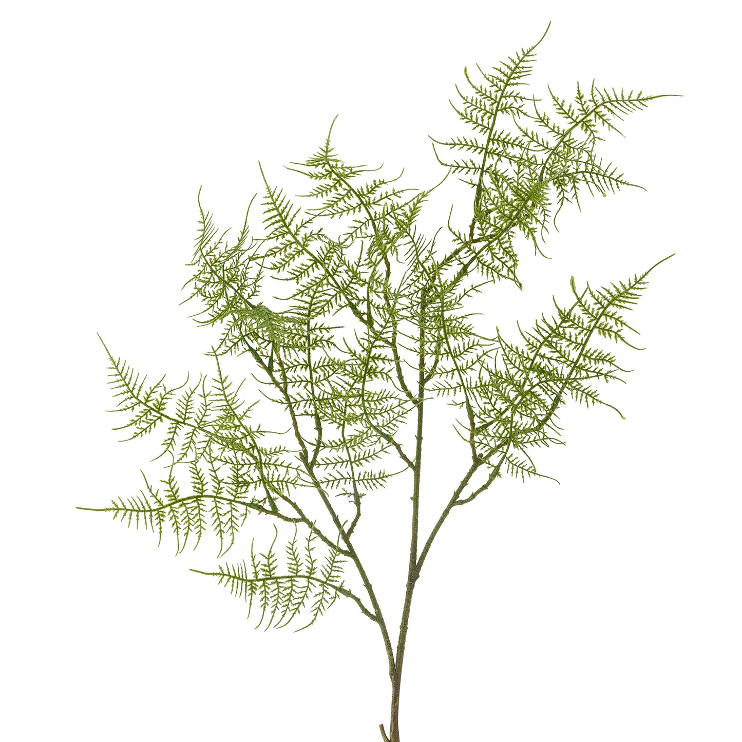 Artificial green plant branch on a white background