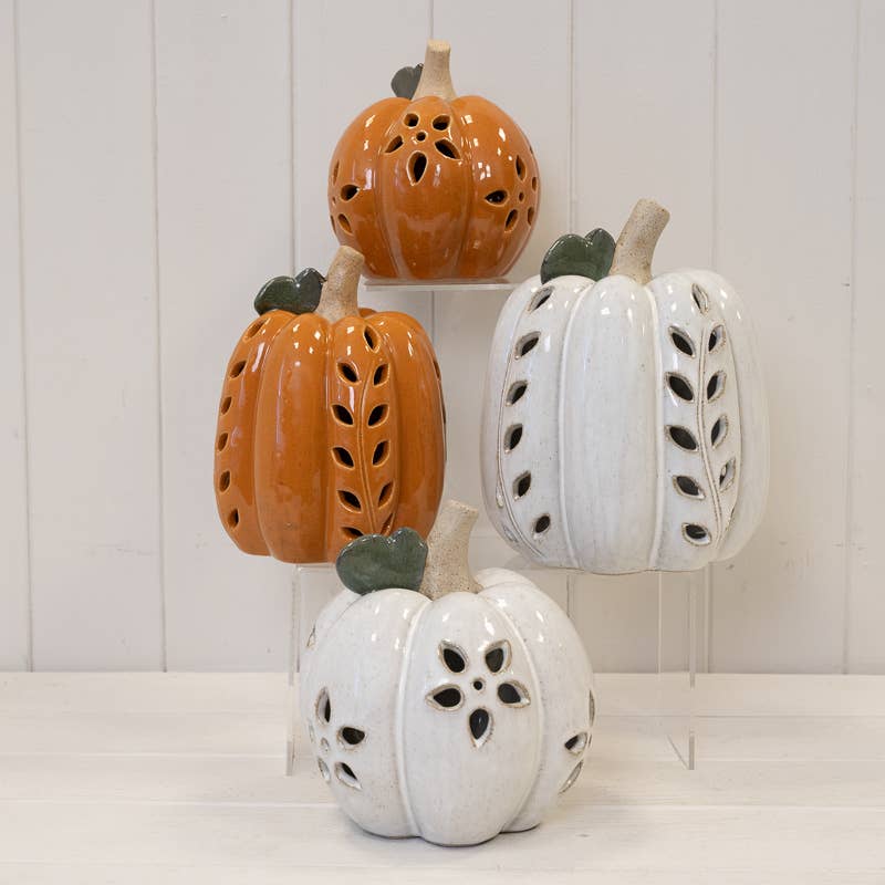 Collection of LED cut out ceramic pumpkins