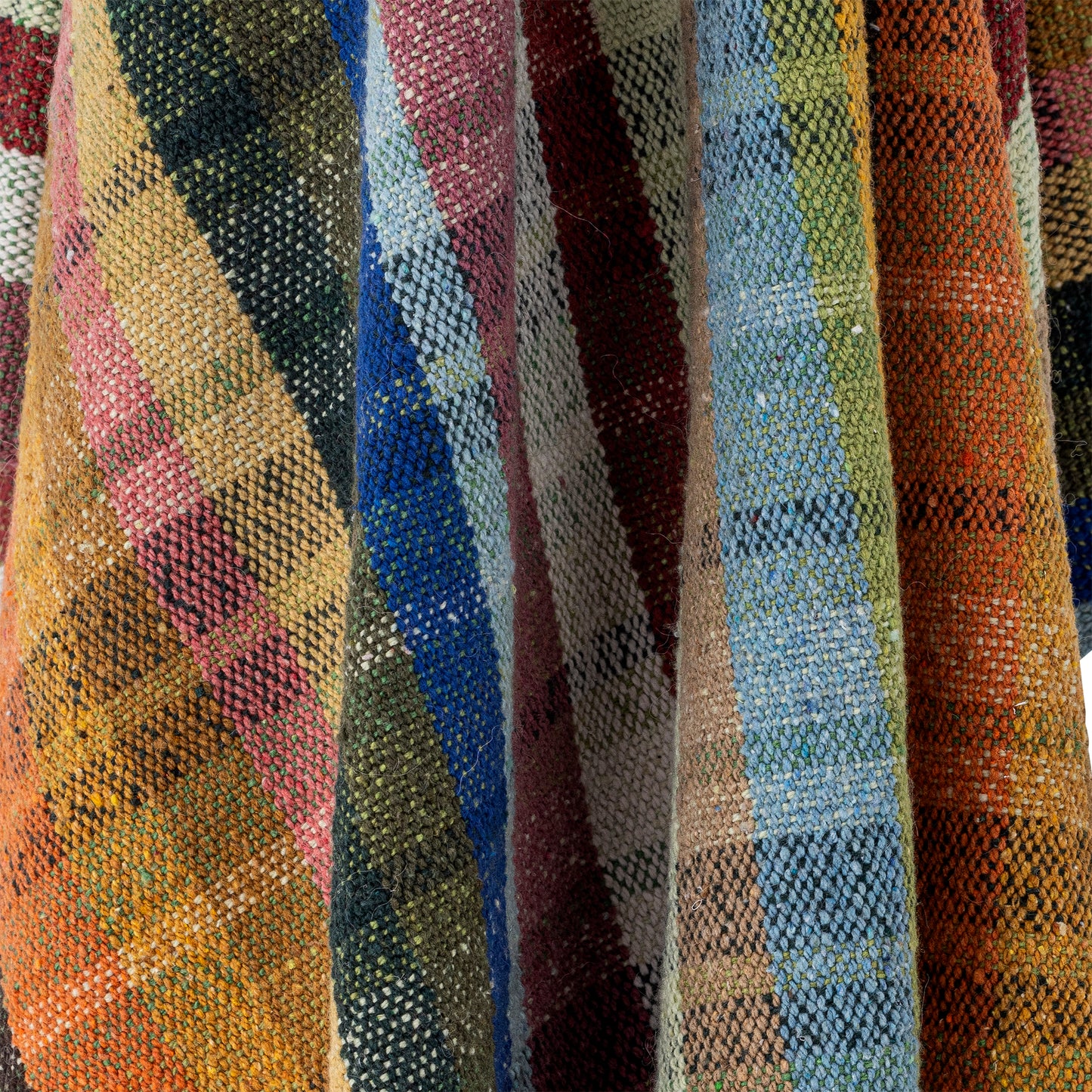 Bloomingville Elmy Recycled Cotton Throw. Colourful Checkered Blanket close up view