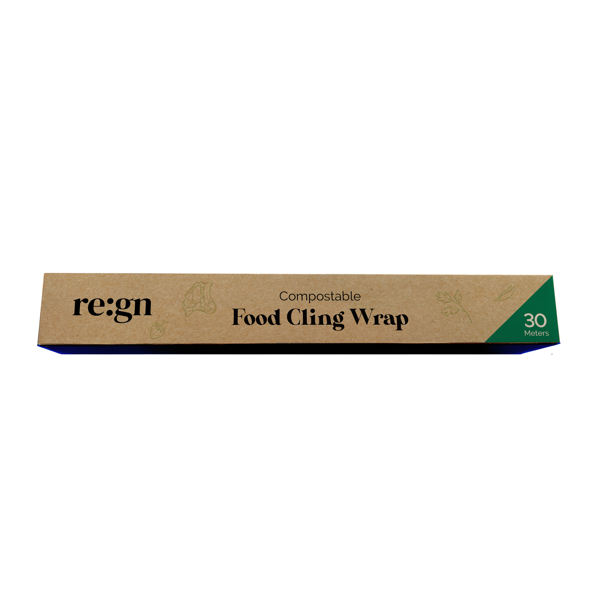 Box of re:gn compostable food cling wrap on a white background