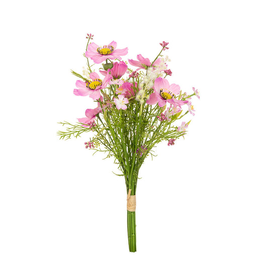 Cosmos Artificial Meadow Flower and Foliage Bouquet 42cm/16 Inch Light Pink