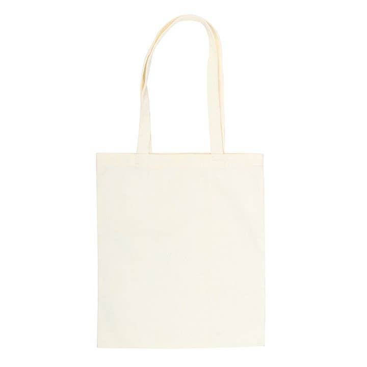 Plain white tote bag on a white background