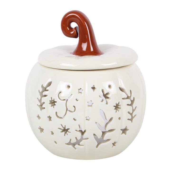Cream Folk Pumpkin Halloween Oil Burner and Wax Warmer