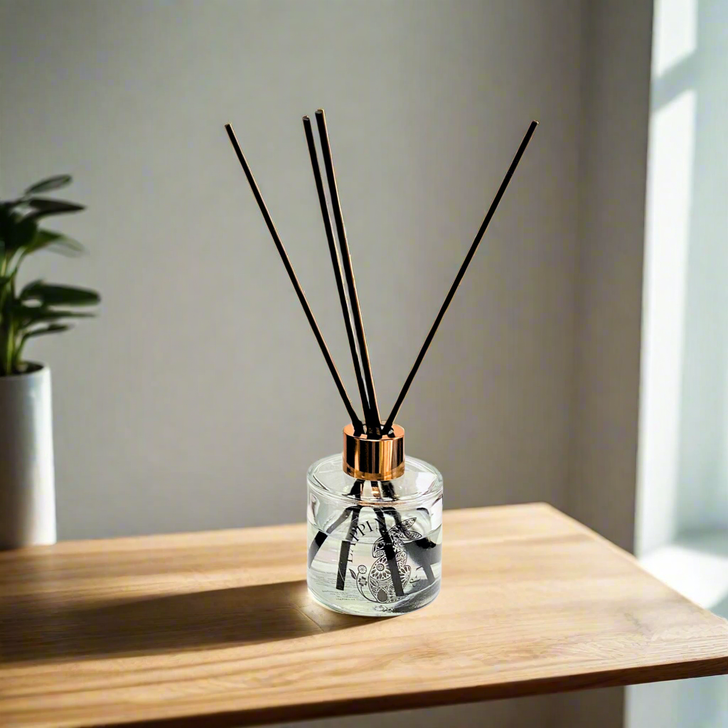 Reed diffuser set on a table