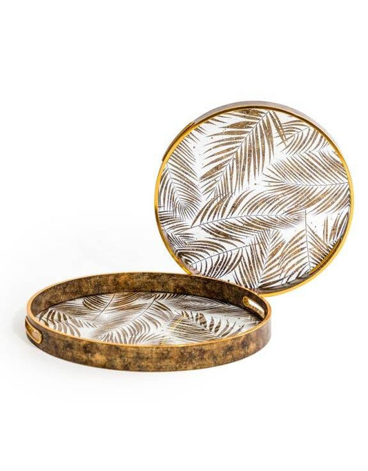 Dark Gold Tropical Leaf Serving Tray