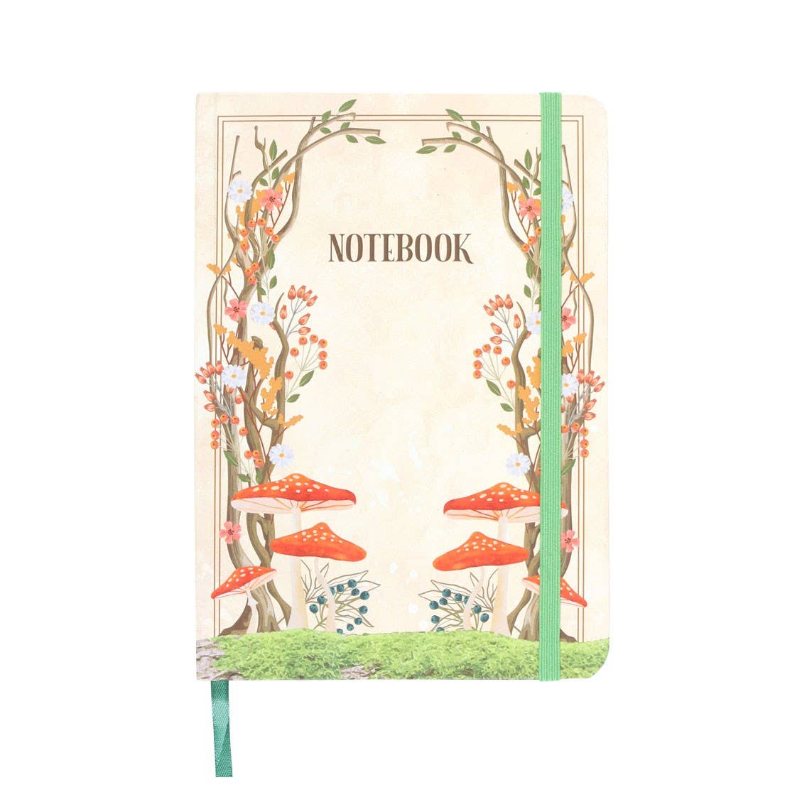 Notebook with mushroom design on a white background