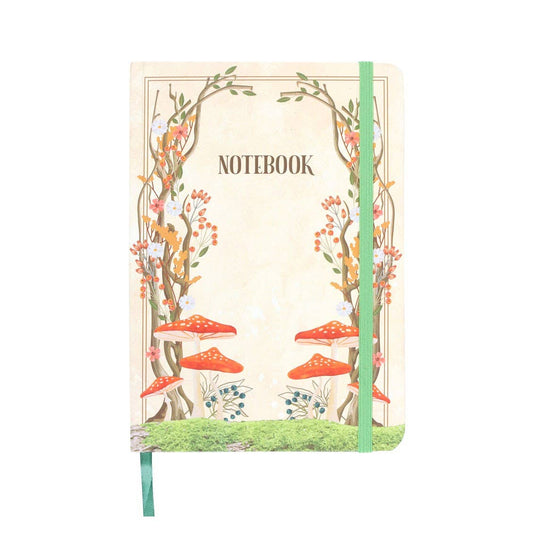 Notebook with mushroom design on a white background