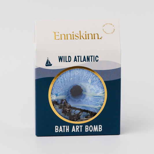 Enniskinn Wild Atlantic bath art bomb packaging on a white background