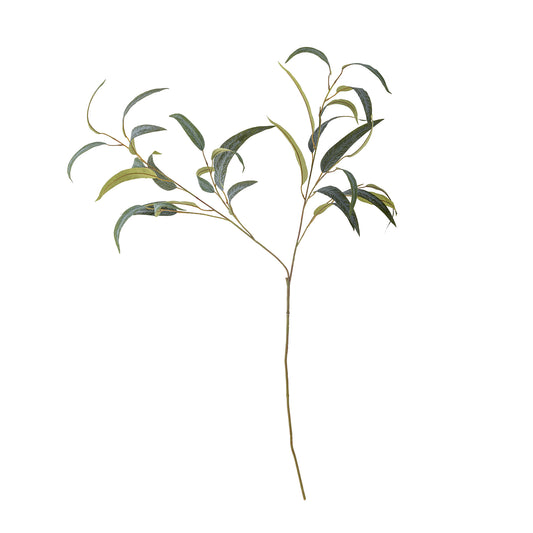 Artificial eucalyptus branch on a white background
