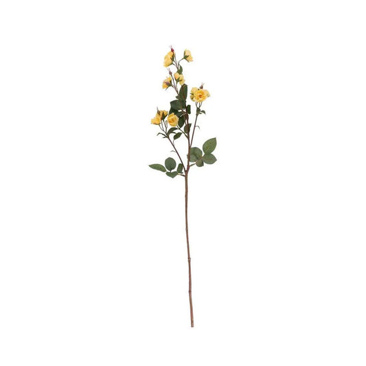 Artificial flower stem with yellow flowers on a white background