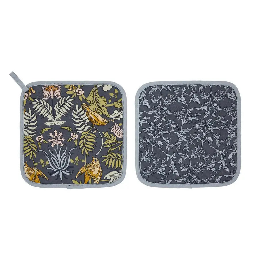 Cotton Pot Mat featuring Finch & Flower pattern design, perfect for kitchen decor and utility.