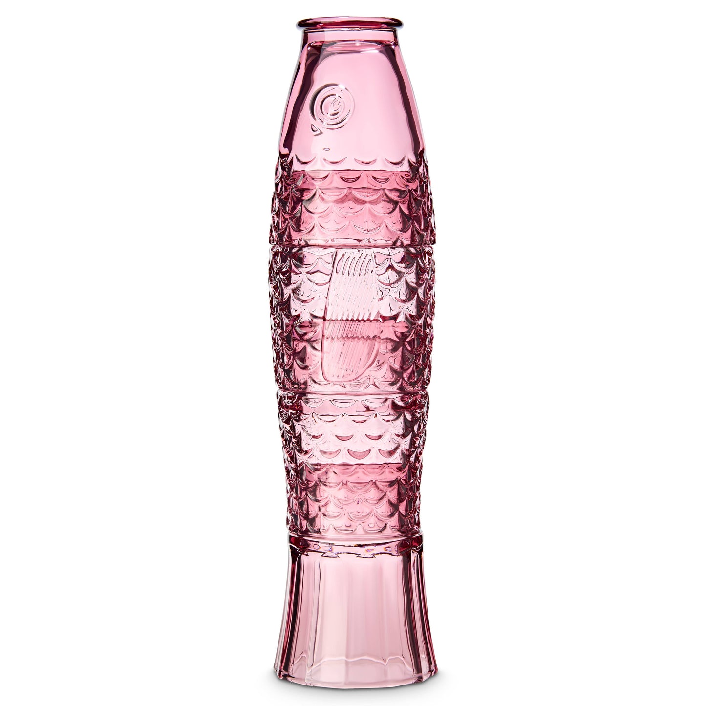 Pink textured stacked glasses on a white background
