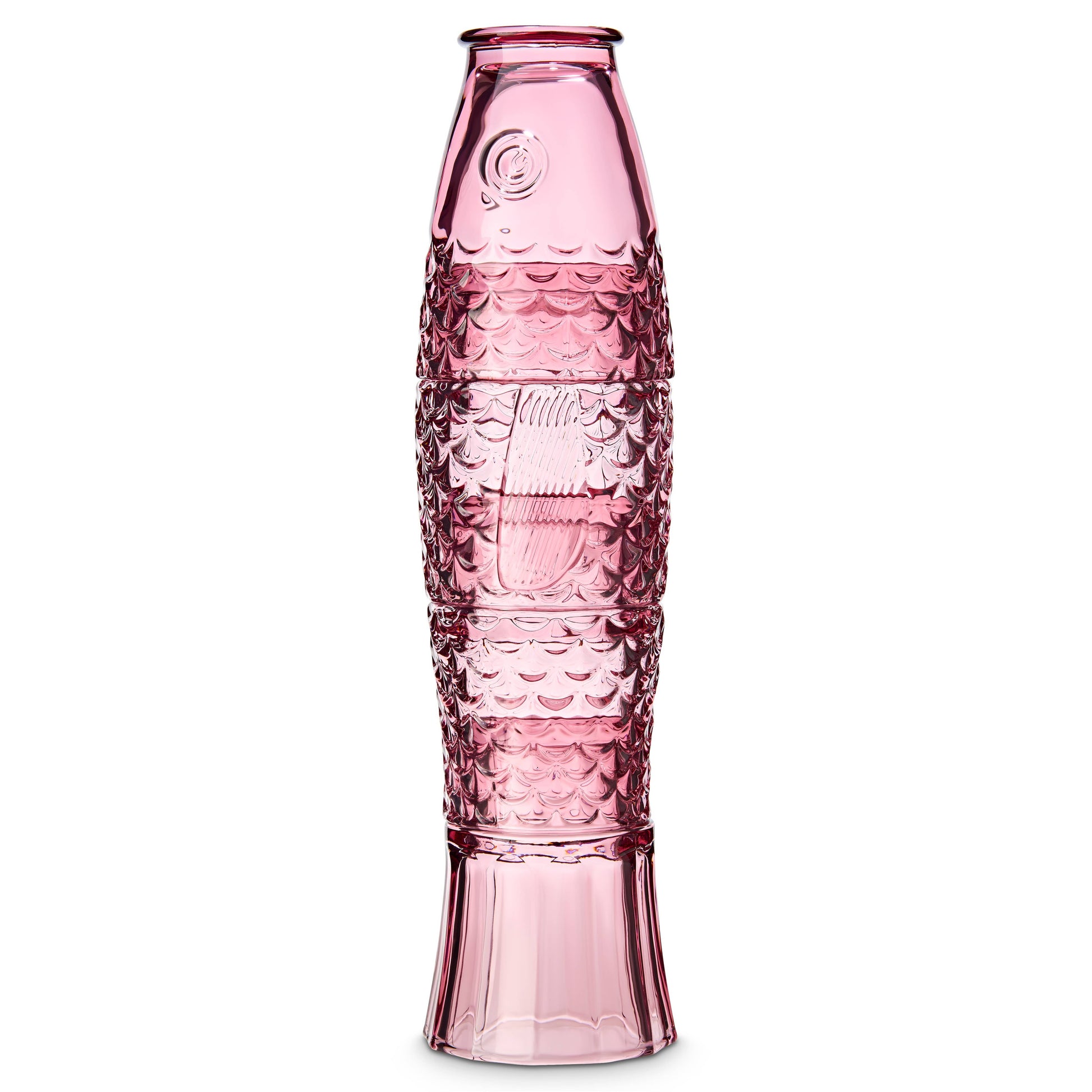 Pink textured stacked glasses on a white background