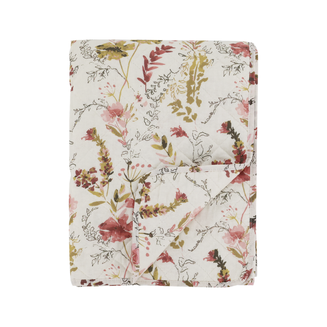 Floral patterned blanket on a white background