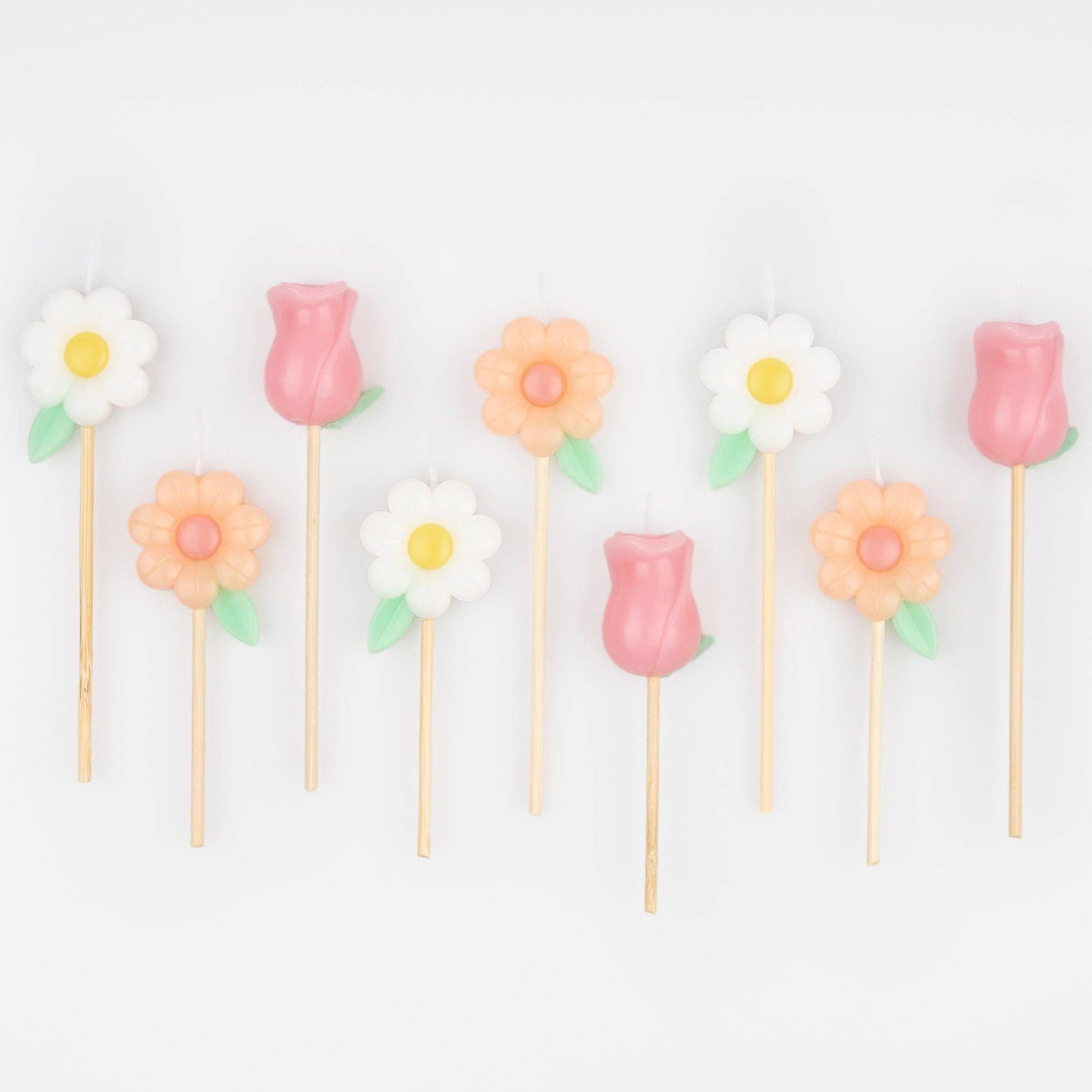 Decorative flower and rose picks on a white background