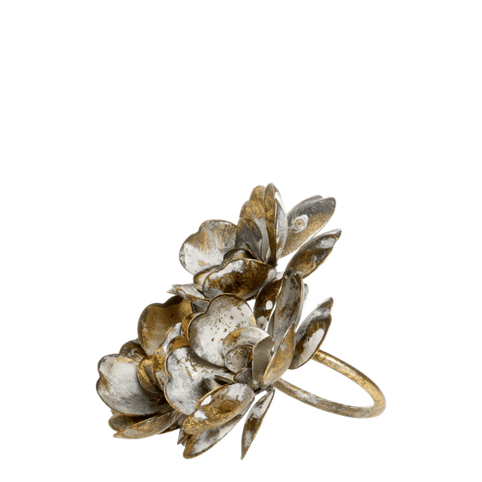 Decorative metal flower on a white background