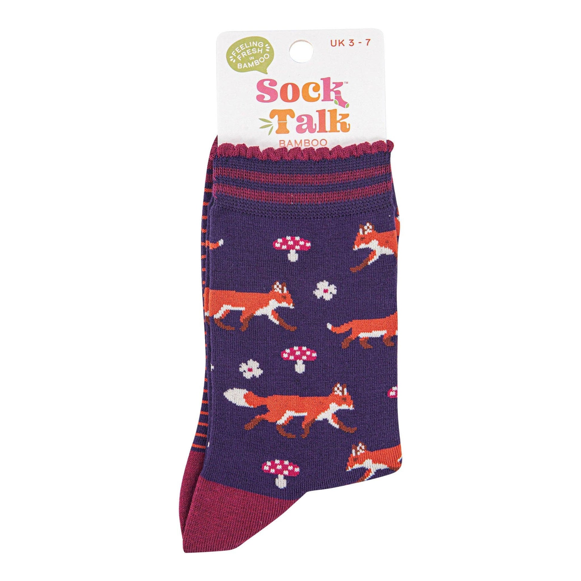 Sock with fox pattern on a white background