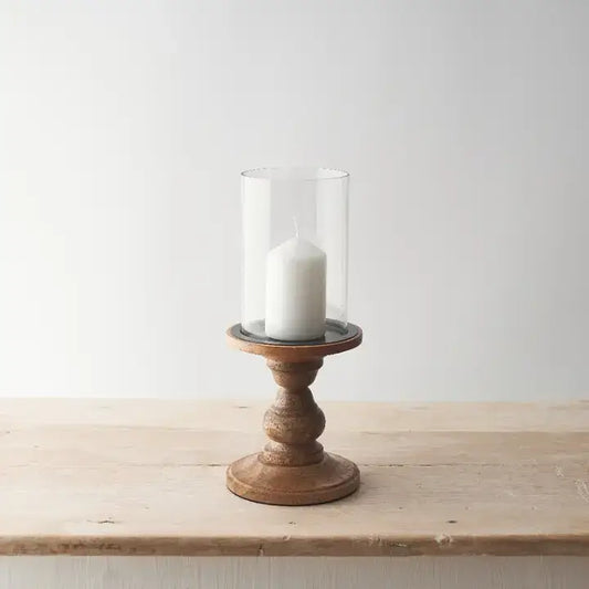 Glass Pillar Candle Holder, 30cm