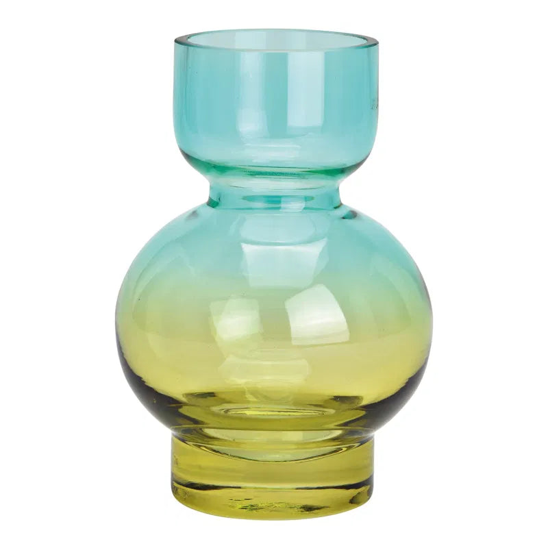 Green & Yellow Ombre Glass Vase