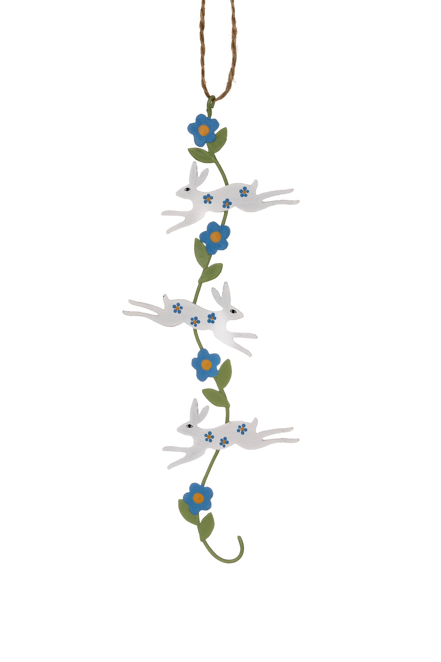 Decorative hanging with birds and flowers on a white background