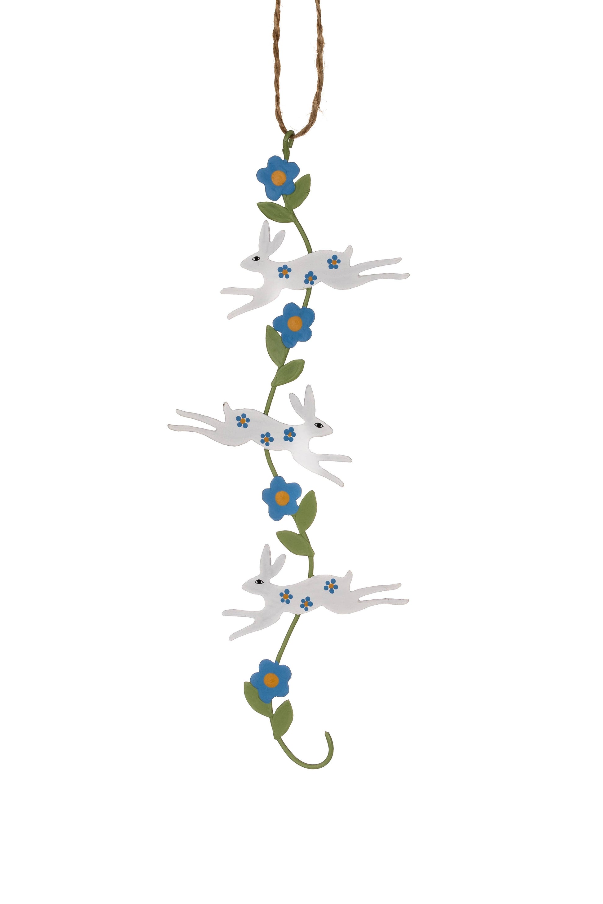 Decorative hanging with birds and flowers on a white background