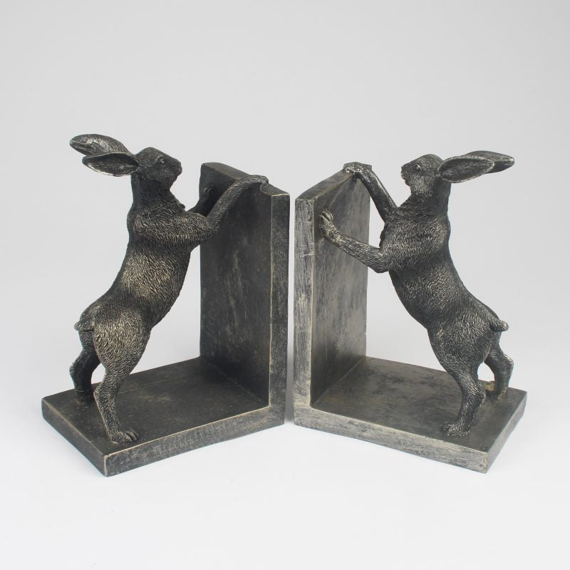Pair of resin Hare bookends diagonal view