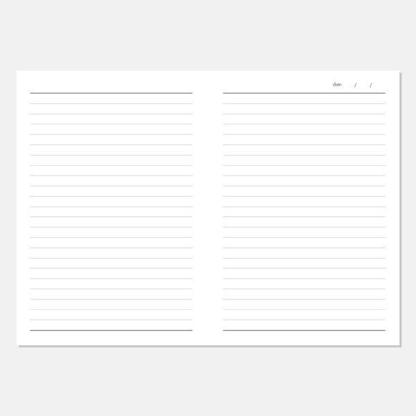 Blank sheet of lined paper on a white background