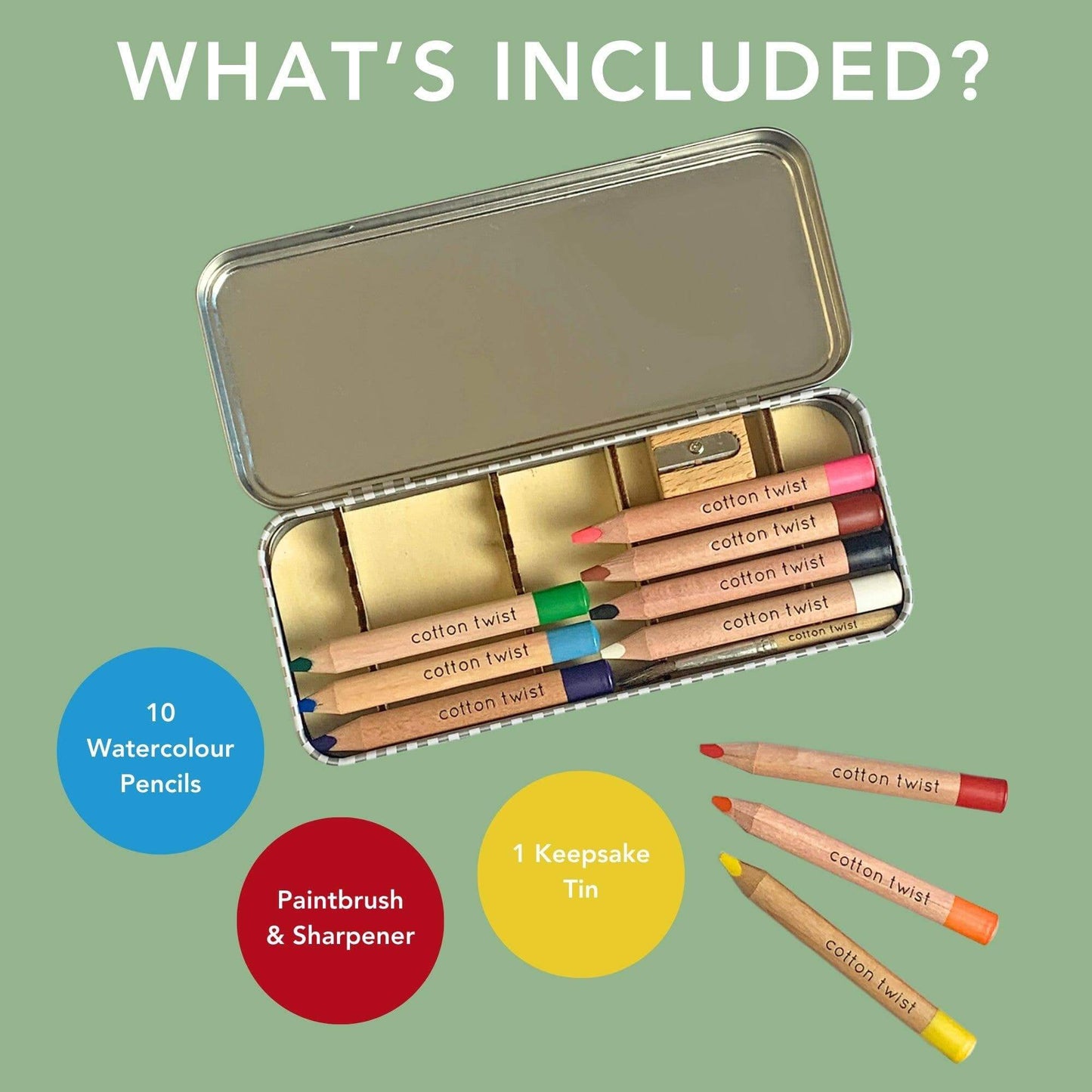 Jumbo Watercolour Pencils Tin - Rainbow Whats included