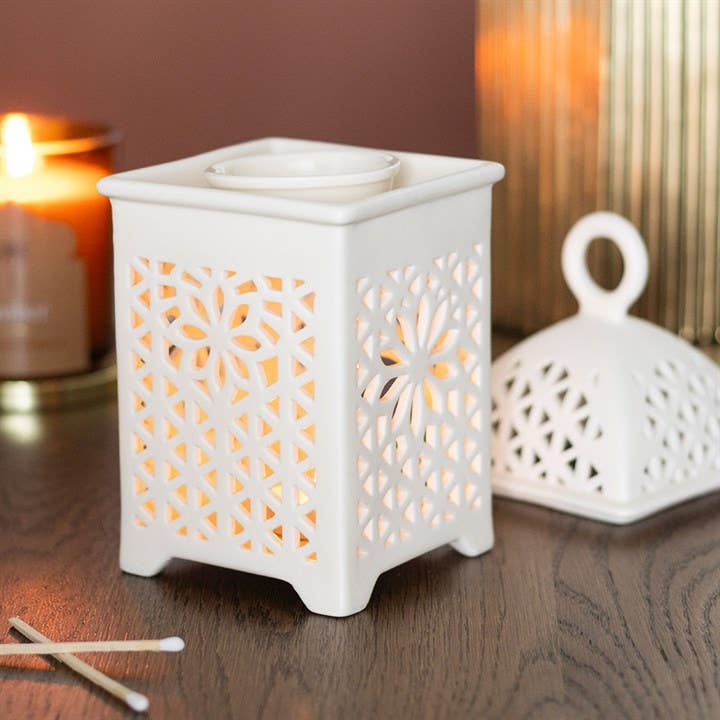 Lantern Multi-Purpose Oil Burner and Incense Holder with top off