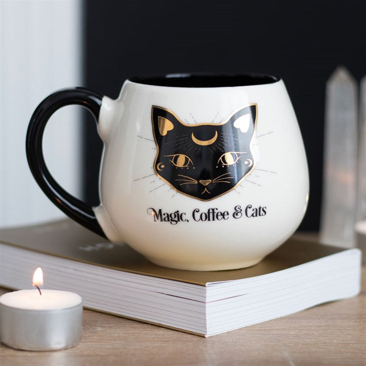 Magic Coffee & Cats Rounded Mug