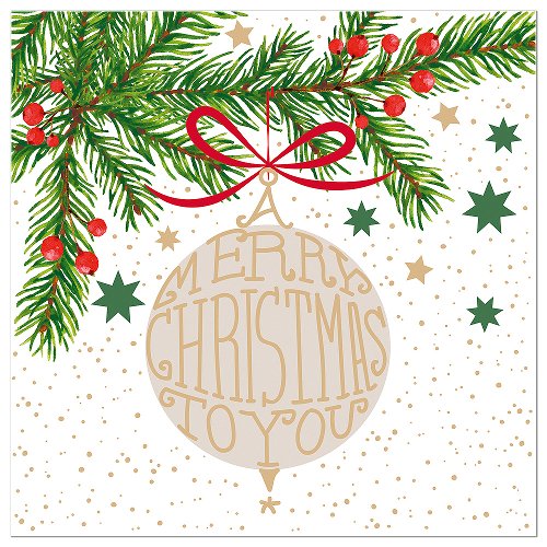 Merry Christmas Bauble Napkin
