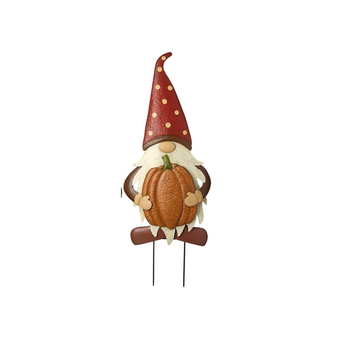 Gnome with a pumpkin on a white background