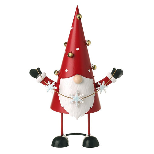 Decorative gnome figure with a red hat and white beard on a white background