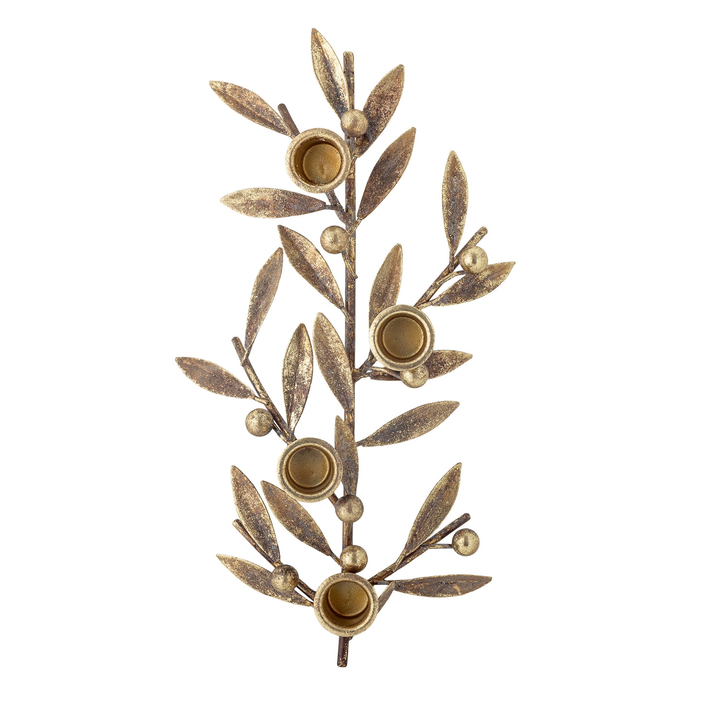 Mirabel Candle holder, gold effect leaves and berries from overhead view