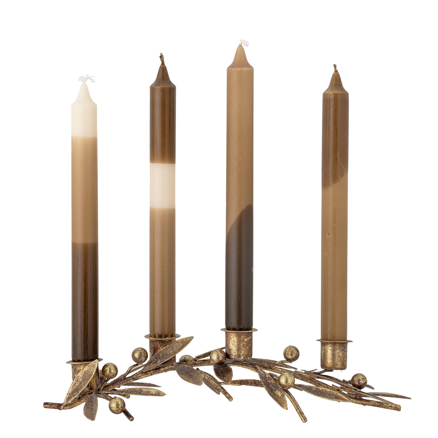 Mirabel Candle holder, gold effect leaves and berries with 4 taper candles