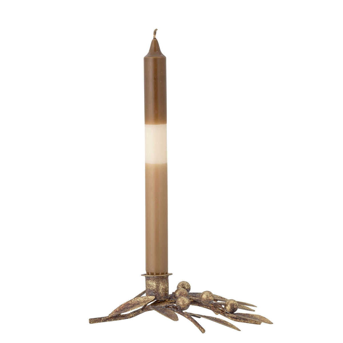 Decorative candle holder with a candle on a white background