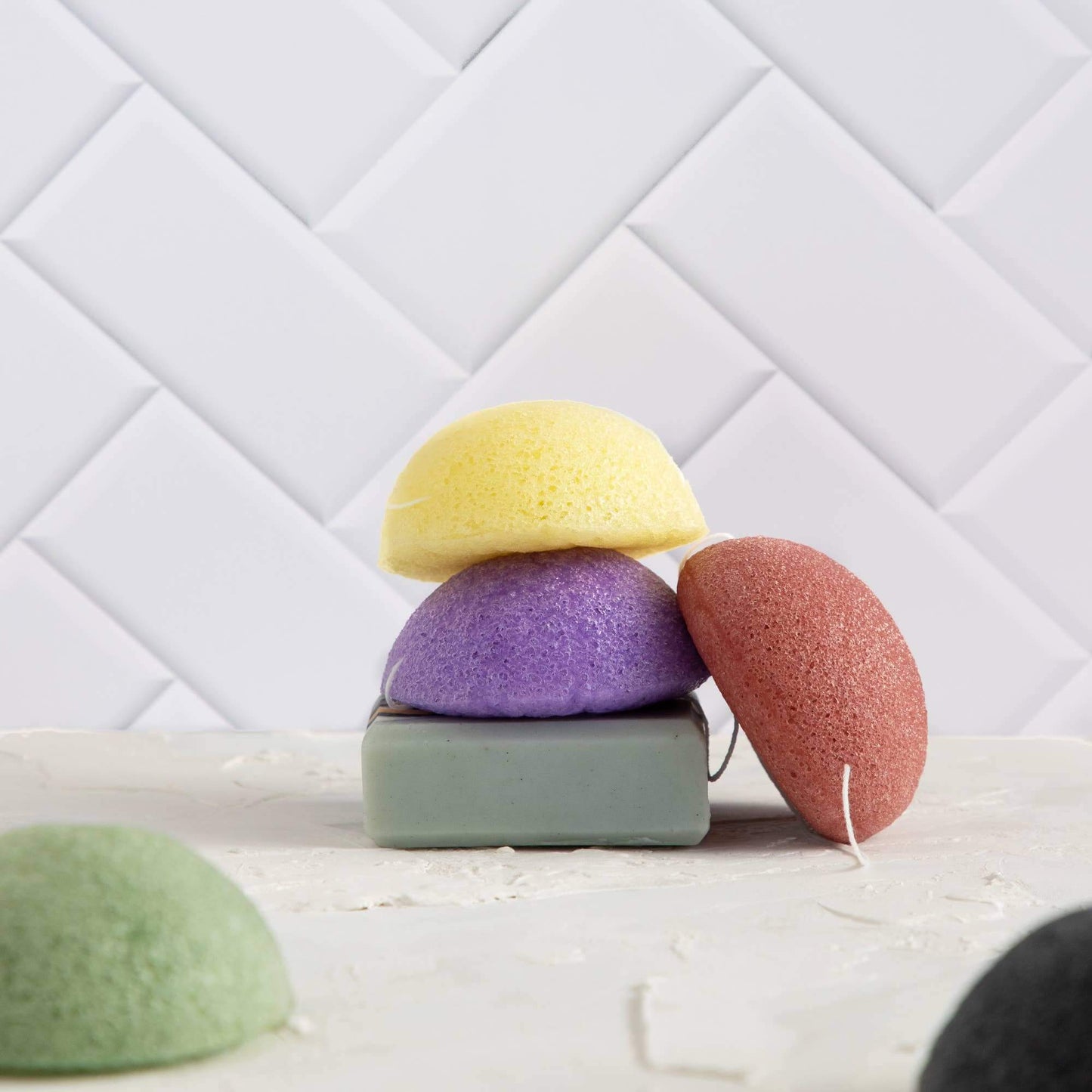 Multiple Konjac sponges in a stack