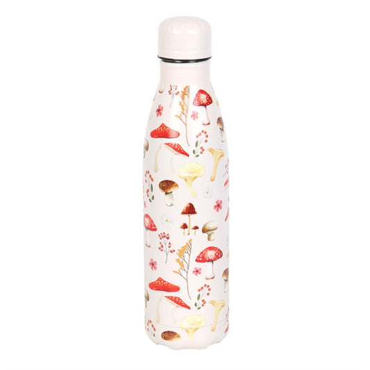 Water bottle with mushroom design on a white background