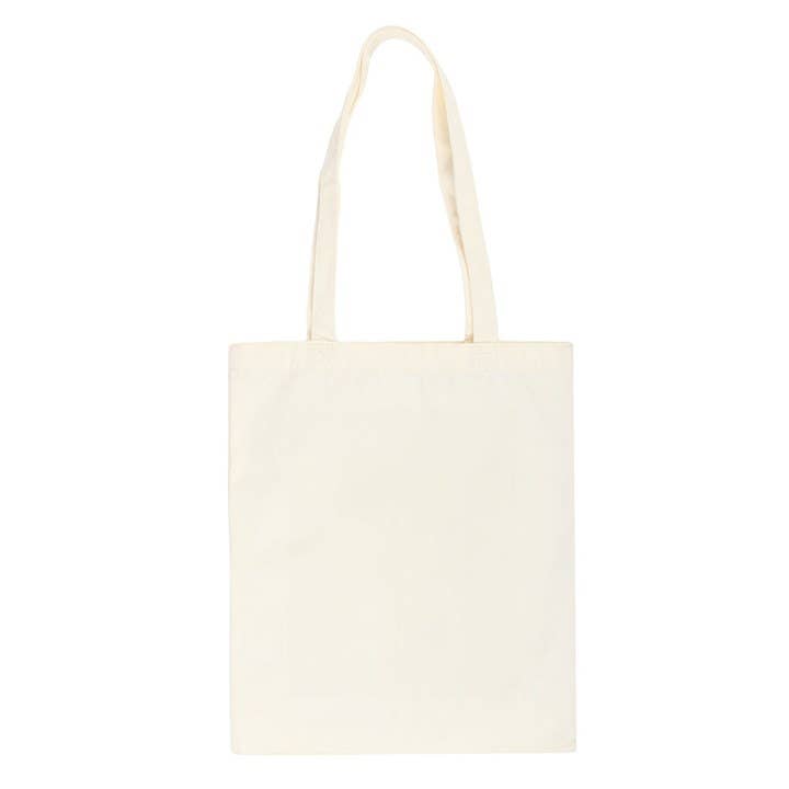 Plain white tote bag on a white background