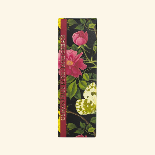 Floral-patterned product packaging with 'Osmolitus' branding on a beige background