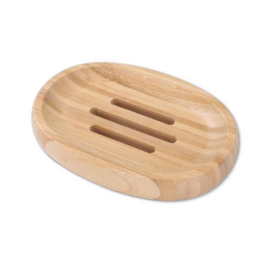 Wooden soap dish on a white background