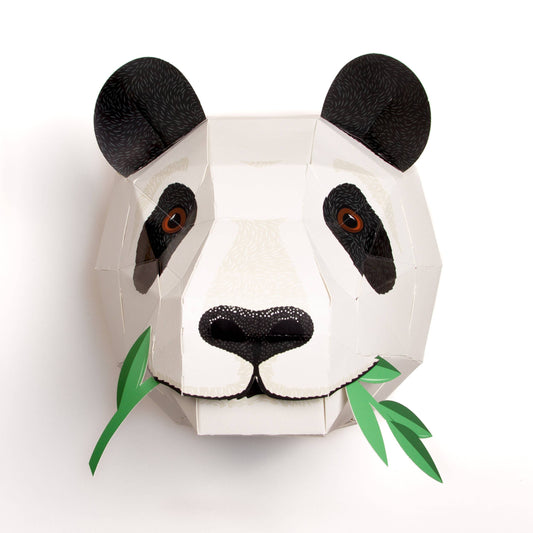 Panda-themed decorative wall art with black and white colors on a white background