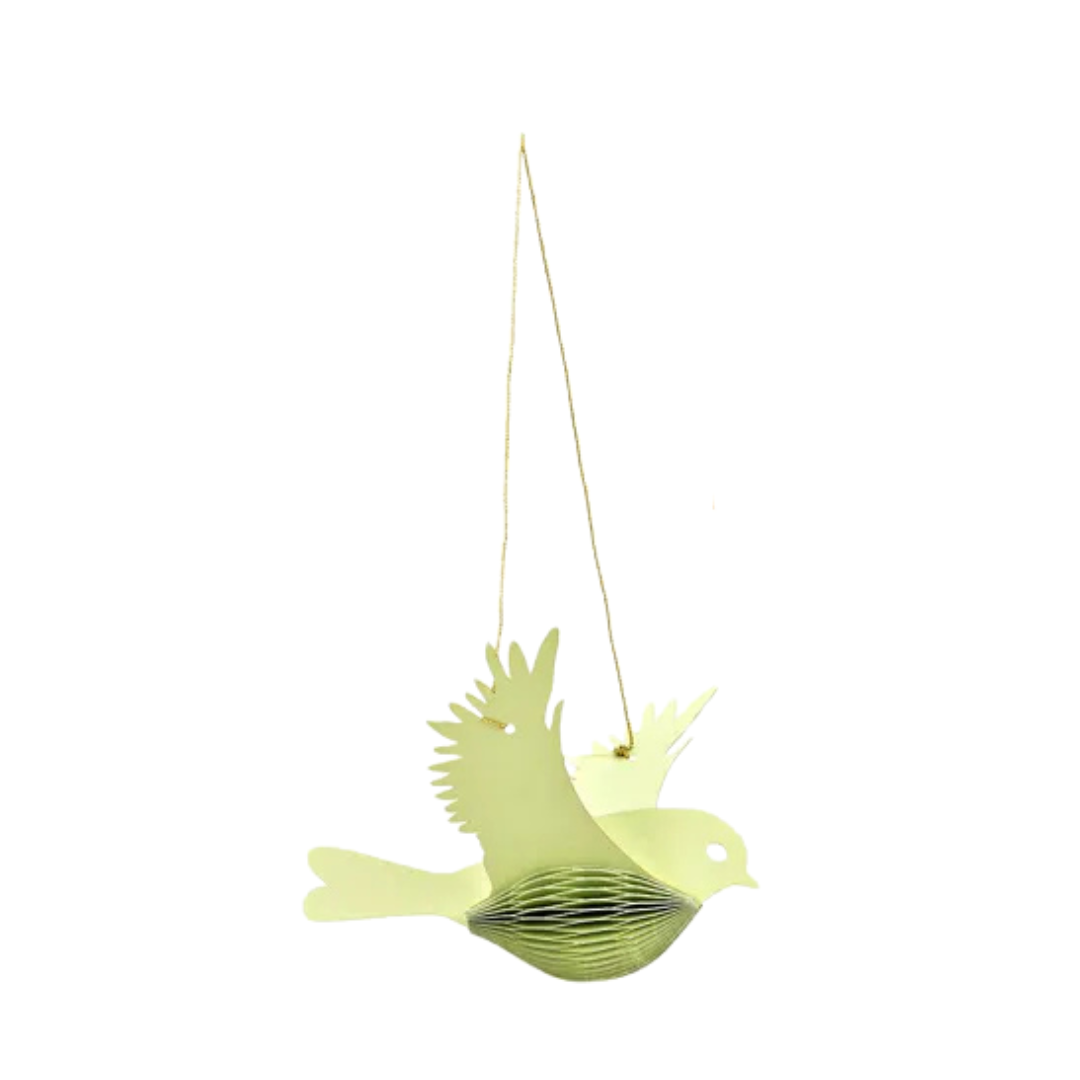 Decorative hanging bird ornament on a white background