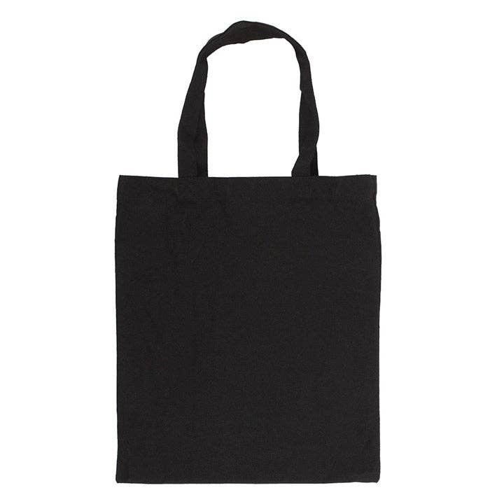 Black tote bag on a white background
