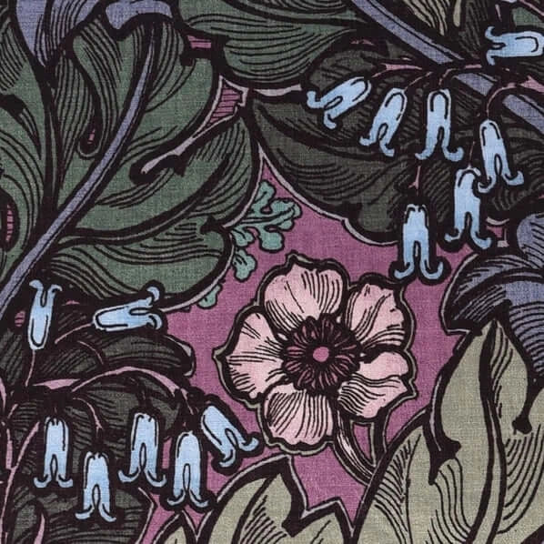 Floral and leaf pattern on a pink background