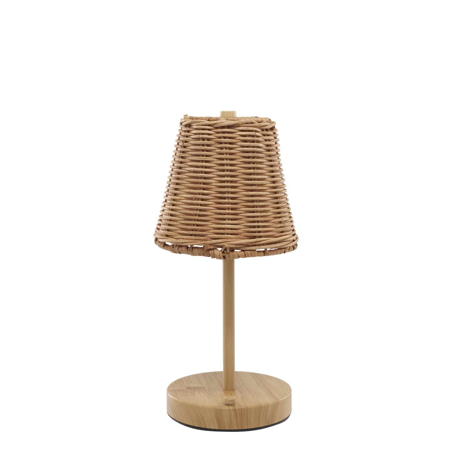 Wicker table lamp on a white background