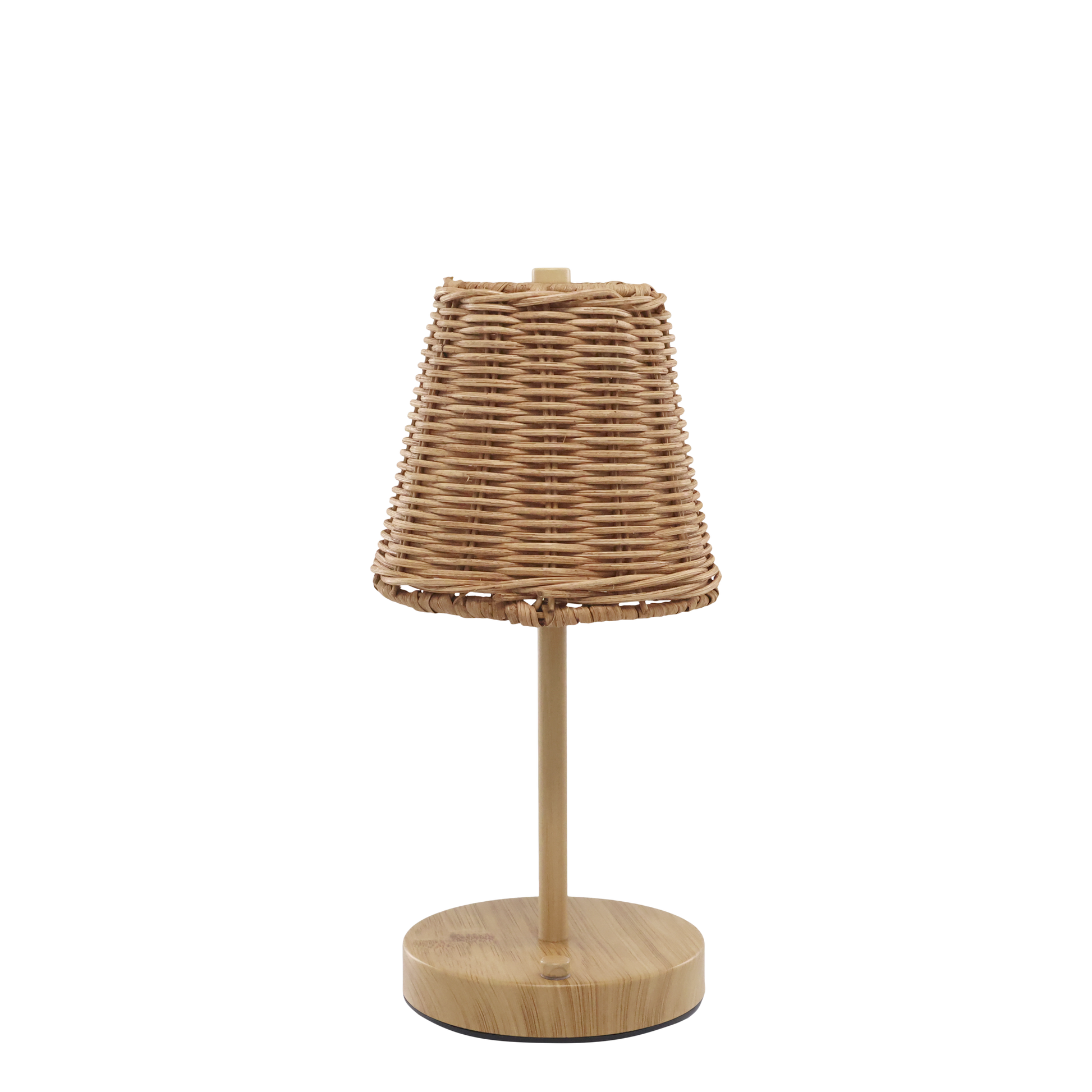 Wicker table lamp on a white background