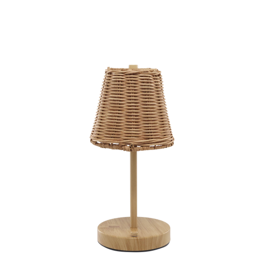 Wicker table lamp on a white background