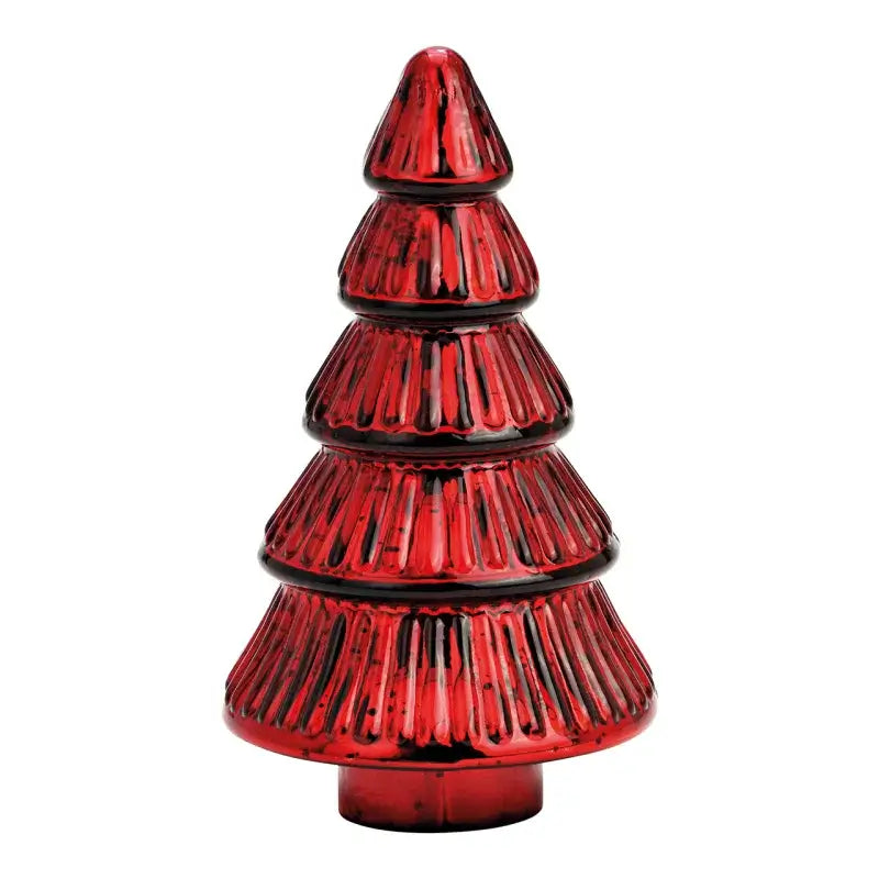 Red glass Christmas tree ornament on a white background