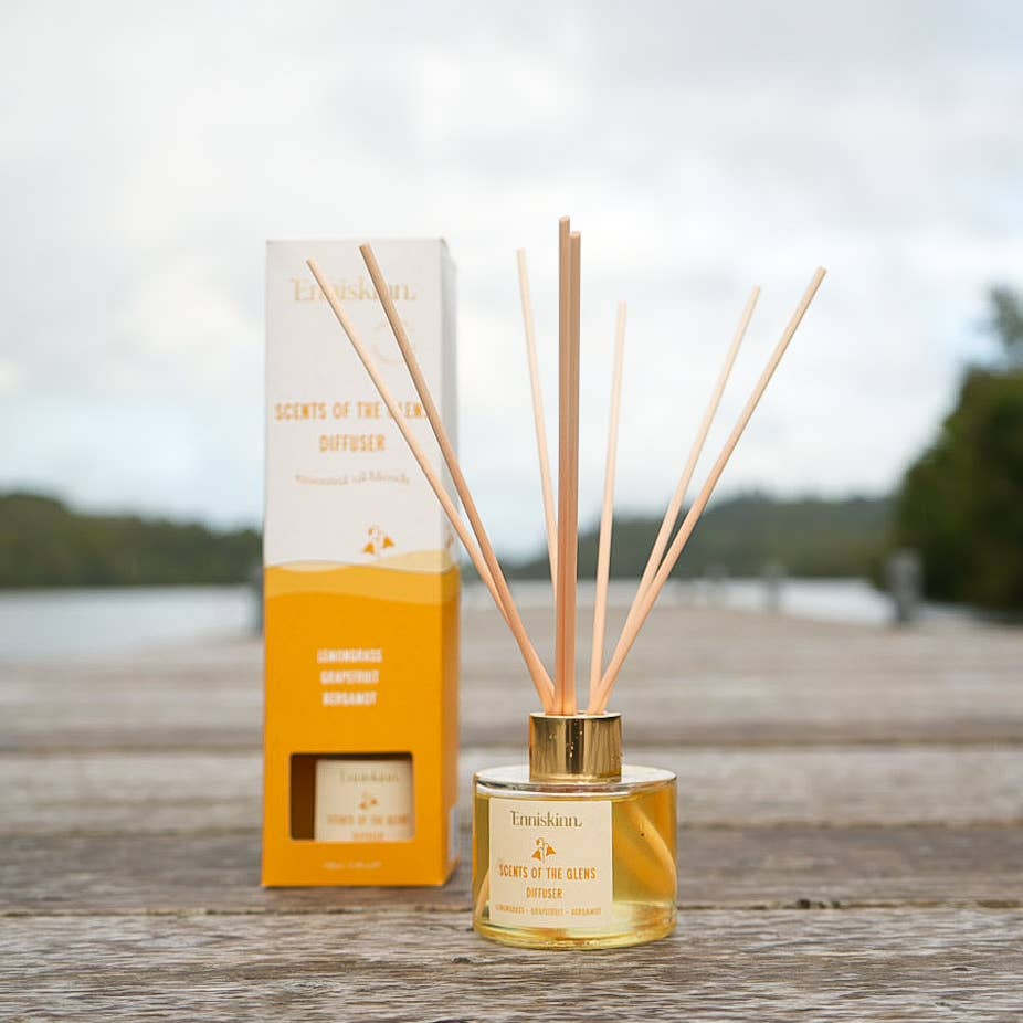 Reed Diffuser - Scents of the Glens - Lemongrass, Grapefruit on a natural background